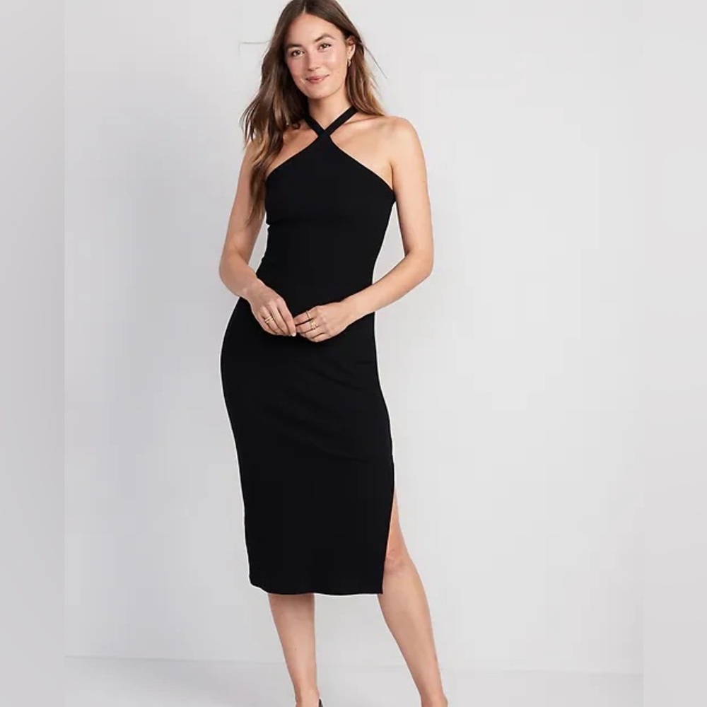 Old Navy Rib-Knit Black Dress